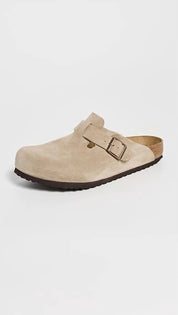 Men's Boston Leather Clogs In Taupe Tan
