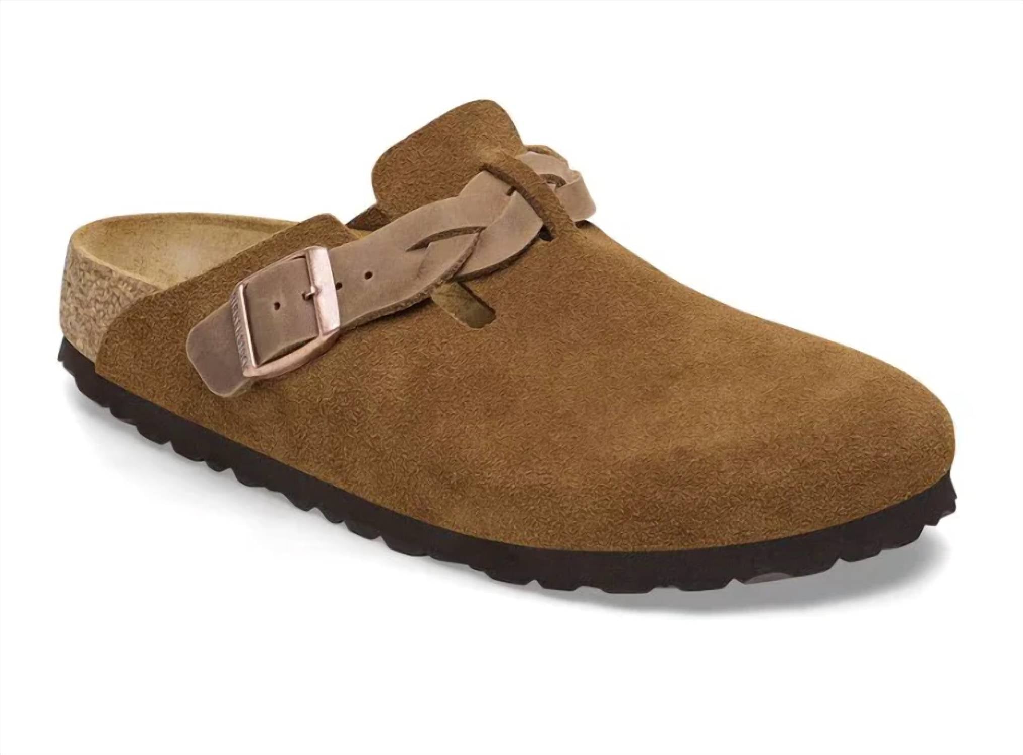 Women's Boston Braided Suede Clogs In Mink