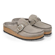 Unisex Buckley Suede Embossed Narrow Clogs In Corduroy Stone Coin