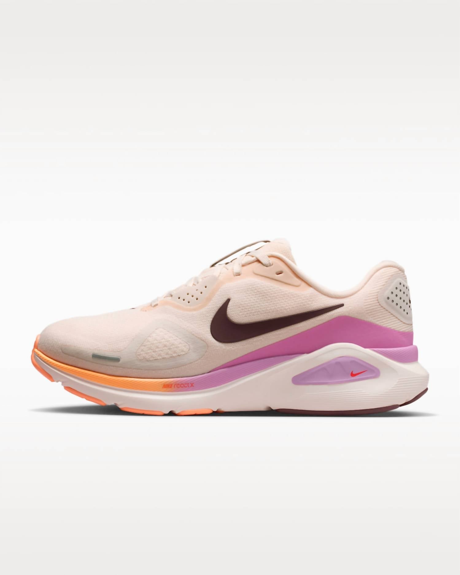Women's Structure 26 Road Running Shoes In Chalk Light Magenta Orange Pulse Tattoo