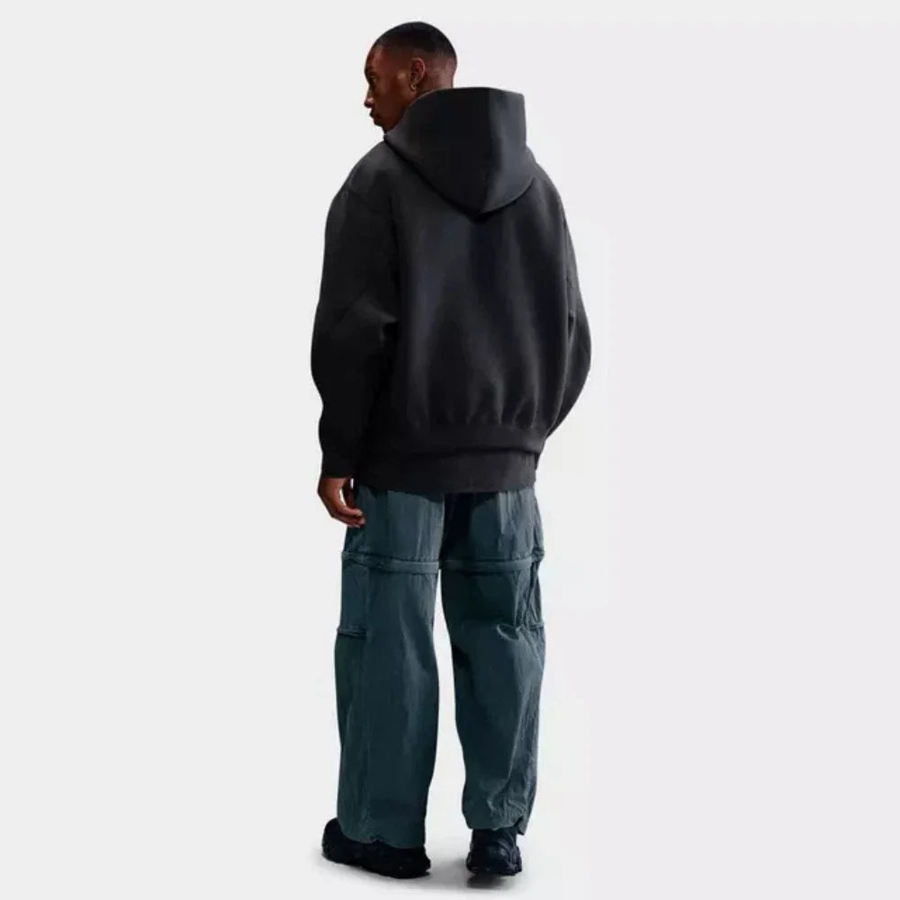 Nike Tech Oversized Fleece Hoodie Mens Gray Kangaroo Pocket Pullover JAX1056