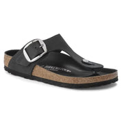 Women's Gizeh Big Buckle Oiled Leather Sandal In Black
