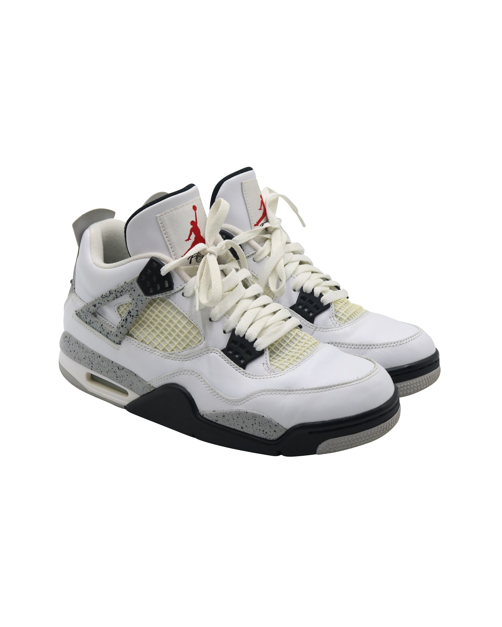 Nike Air Jordan 4 Retro High Top Sneakers in White Cement Leather