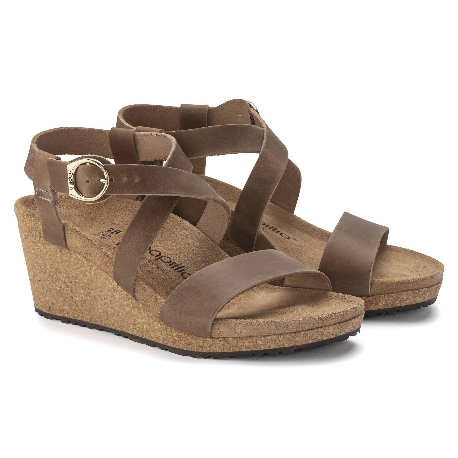 Women's Sibyl Ring-Buckle Wedge Sandals In Cognac