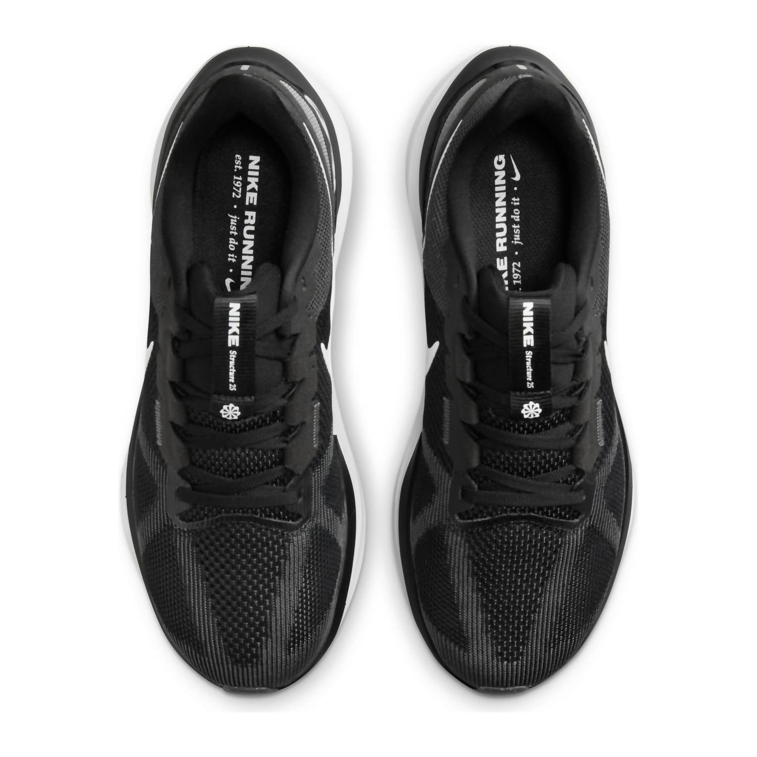 Men's Structure 25 Road Running Shoes In Black/white/dark Grey