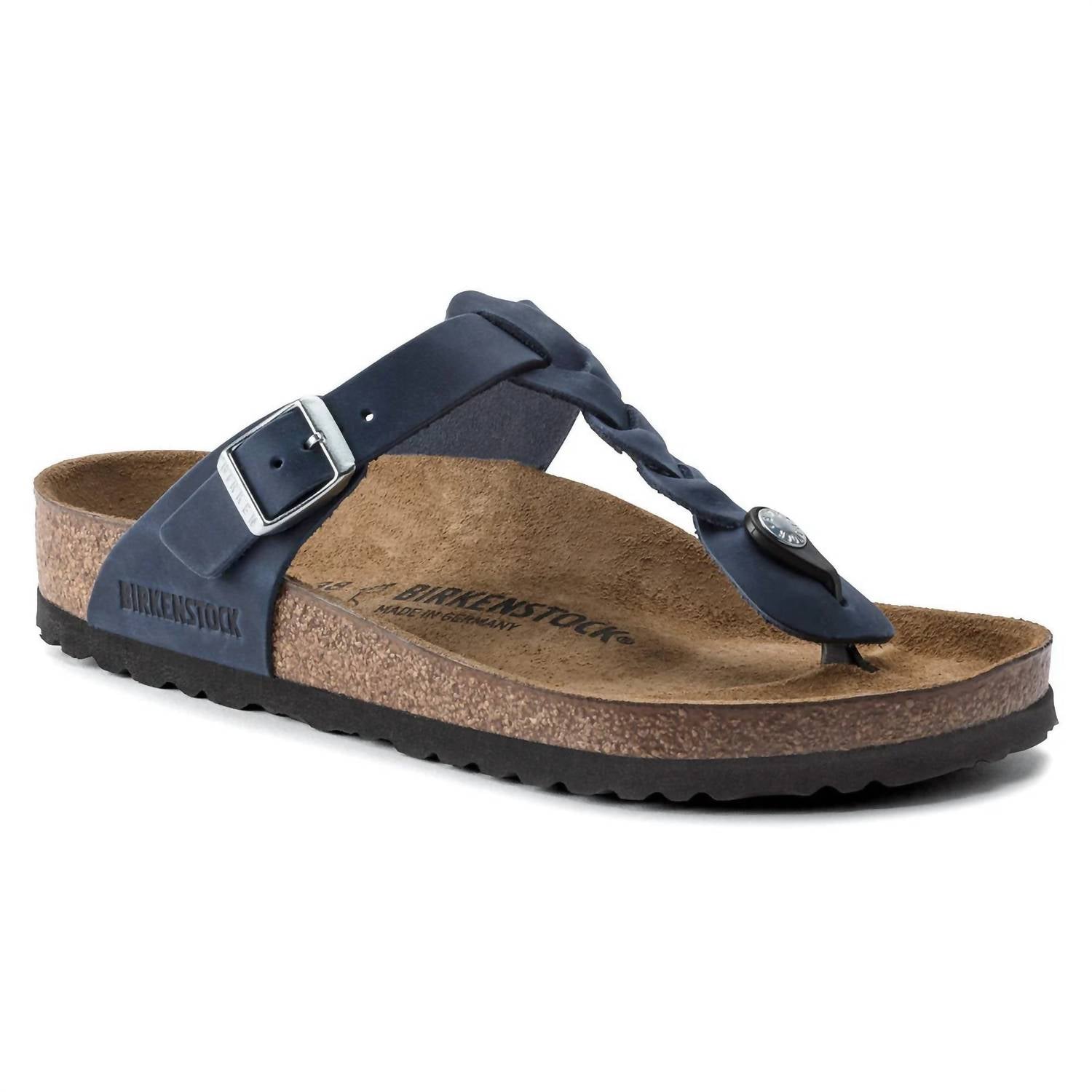Women's Gizeh Braided Oiled Leather Sandal In Navy