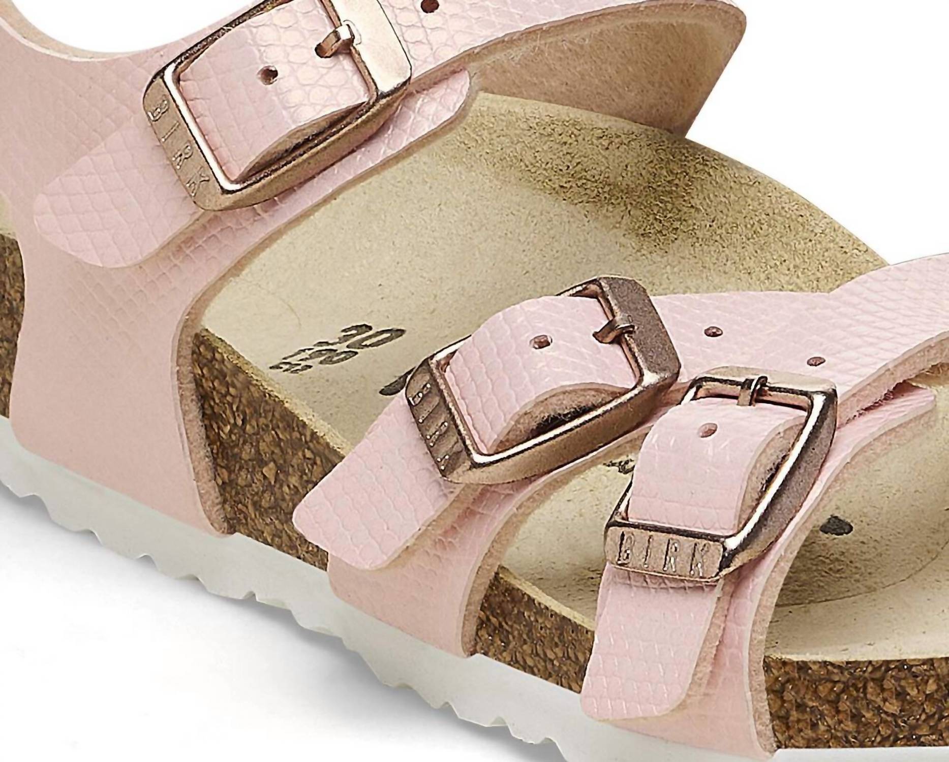 Kids Kumba Crossed Straps Sandal In Shiny Lizard Light Rose