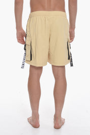 SWIM Solid-Color Boxer Swim Trunks with Logo Side Band