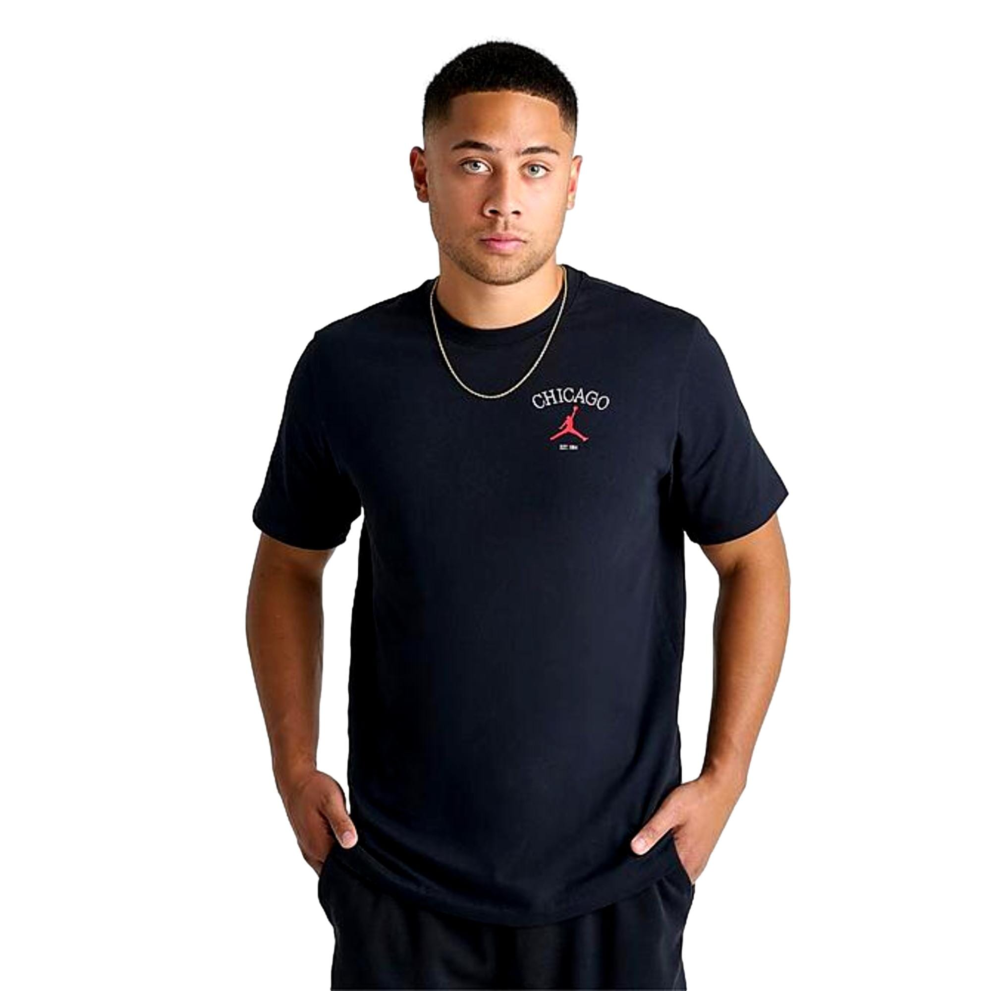 Men's Nike Jordan Chi City T-Shirt Black/White-Red HF1155-010