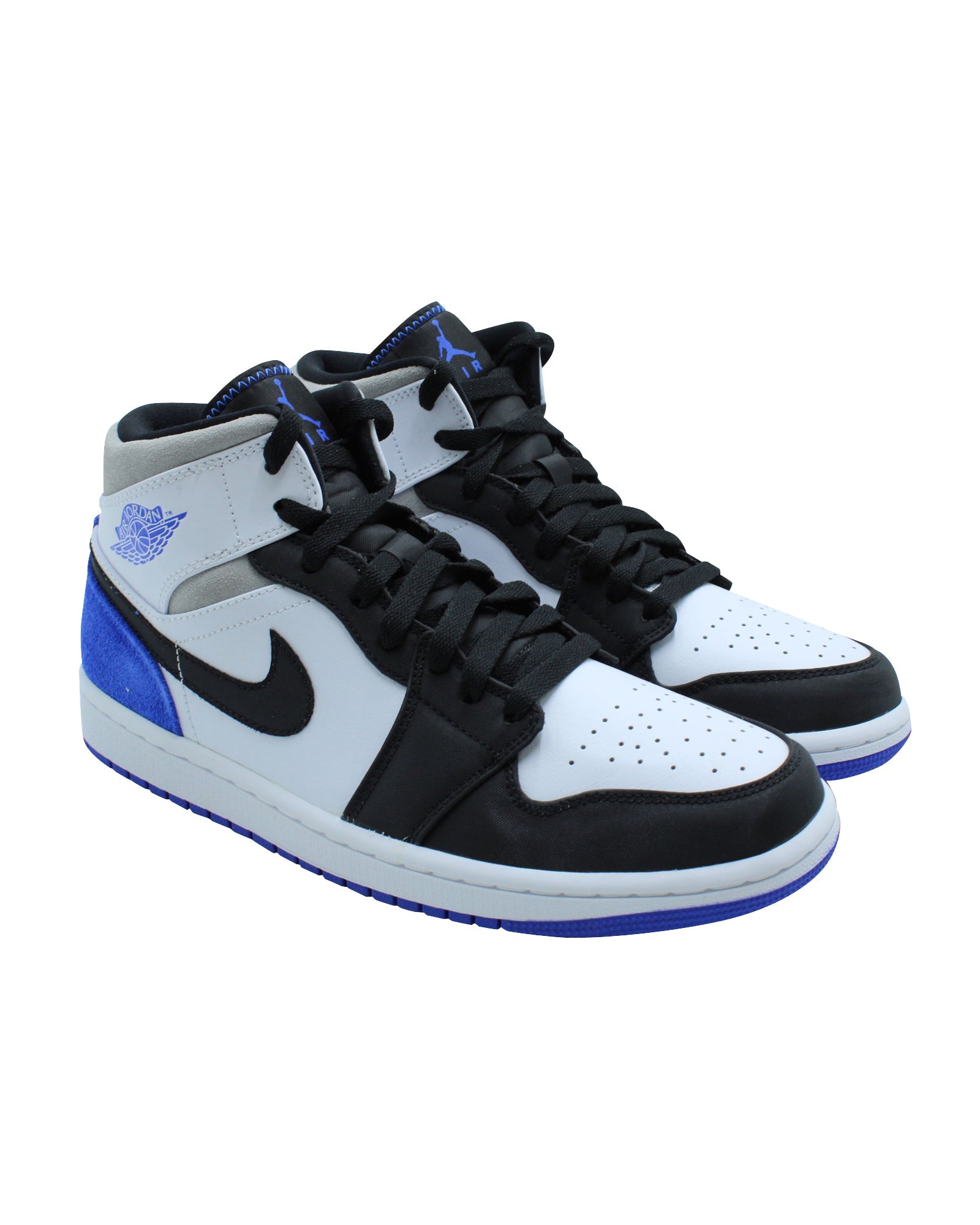 Nike Air Jordan 1 Mid SE in White Hyper and Royal Black Leather