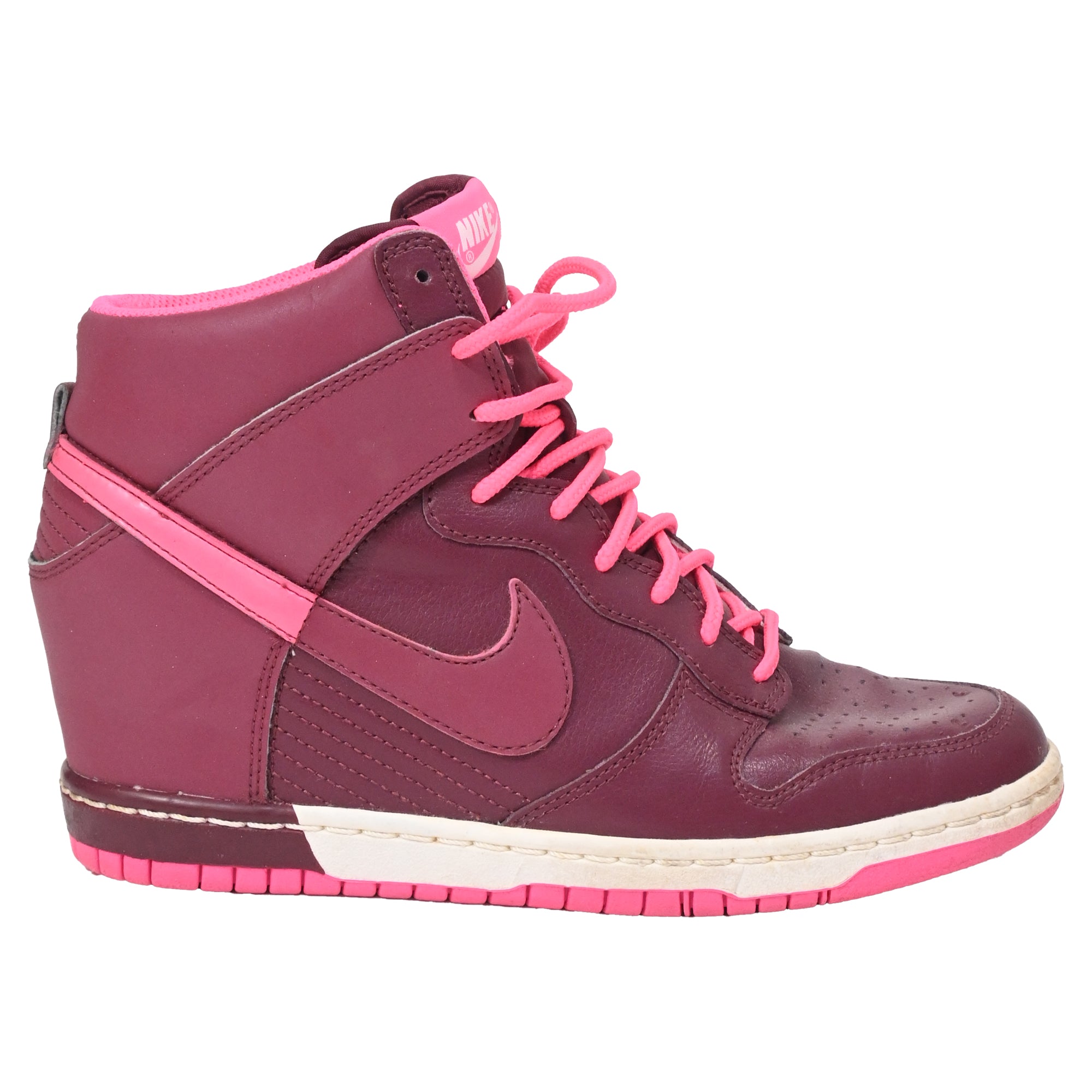 Nike Dunk Sky Hi Sneakers in Burgundy Leather
