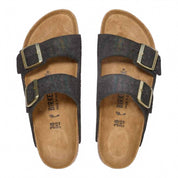 Unisex Arizona Suede Leather Sandals In Shimmering Black Suede