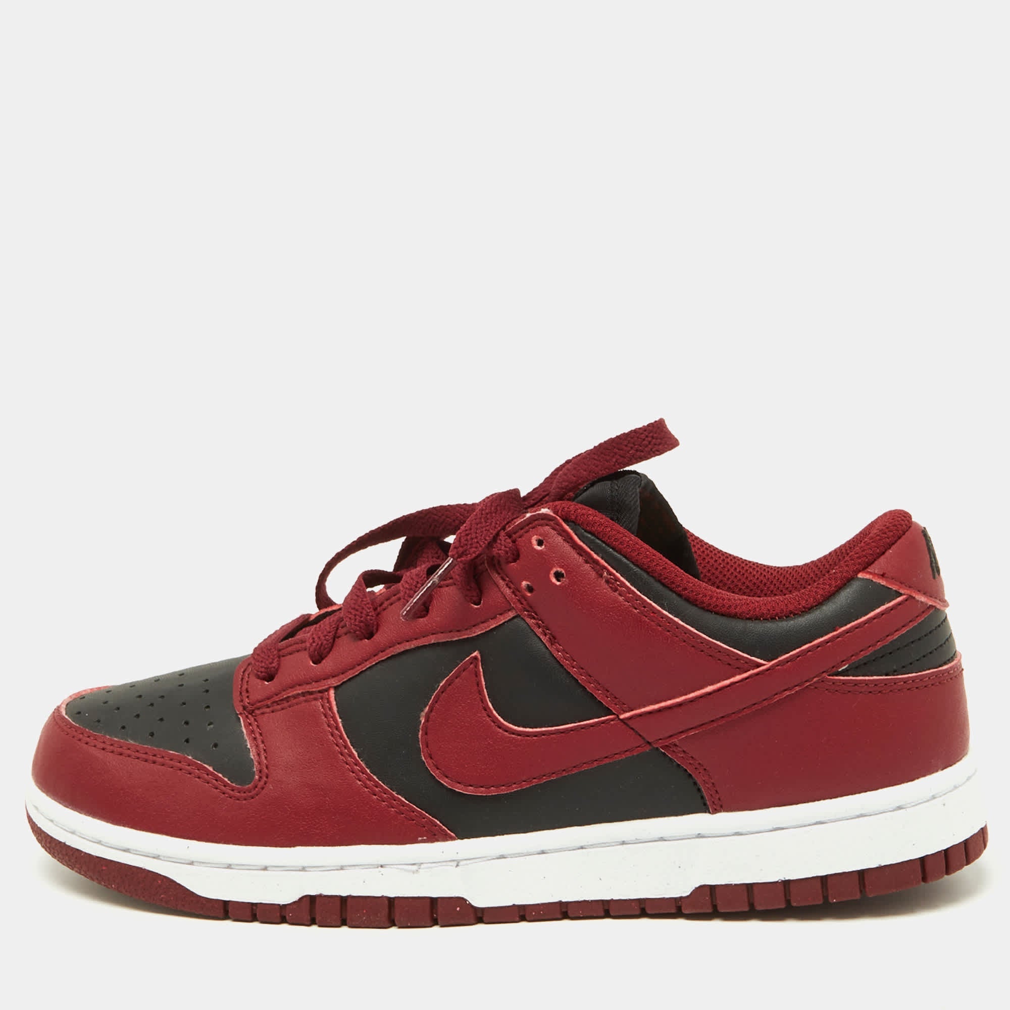 Nike Red/black Leather Dunk Low Top "team Red" Sneakers