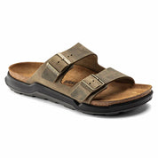 Unisex Arizona Rugged Oiled Leather Sandals In Faded Khaki