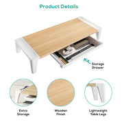 Activiva Monitor Stand Riser with Storage Drawer (White Oak)