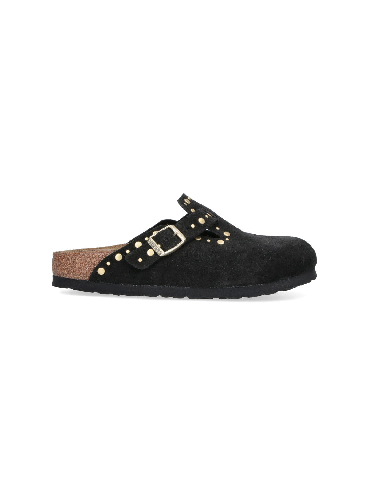 Black Slip-On Gold Studded Sandals