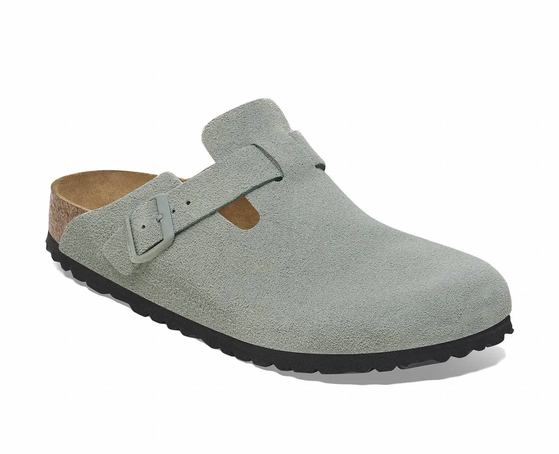 Women's Boston Soft Footbed Clog - Narrow Width In Suede Pure Sage