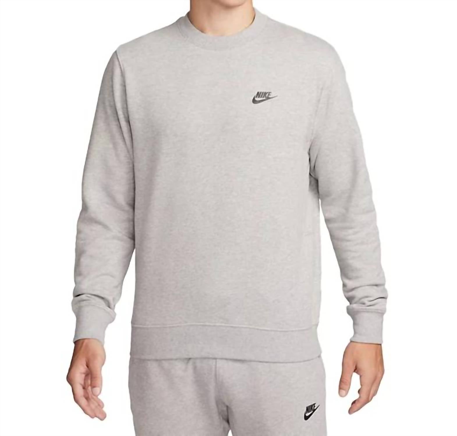 Club Fleece Relaxed Fit Crewneck Logo Sweatshirt In Heather Gray