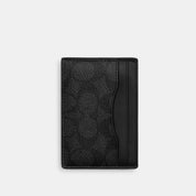 Coach Outlet Card Case With Money Clip In Signature Canvas