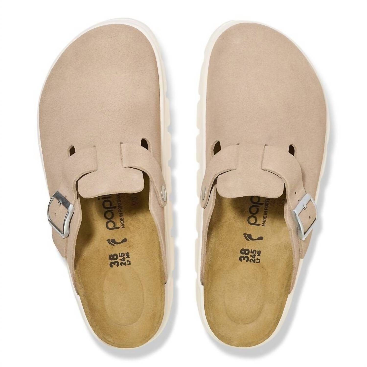 Women's Boston Chunky Suede Leather Clog In Warm Sand