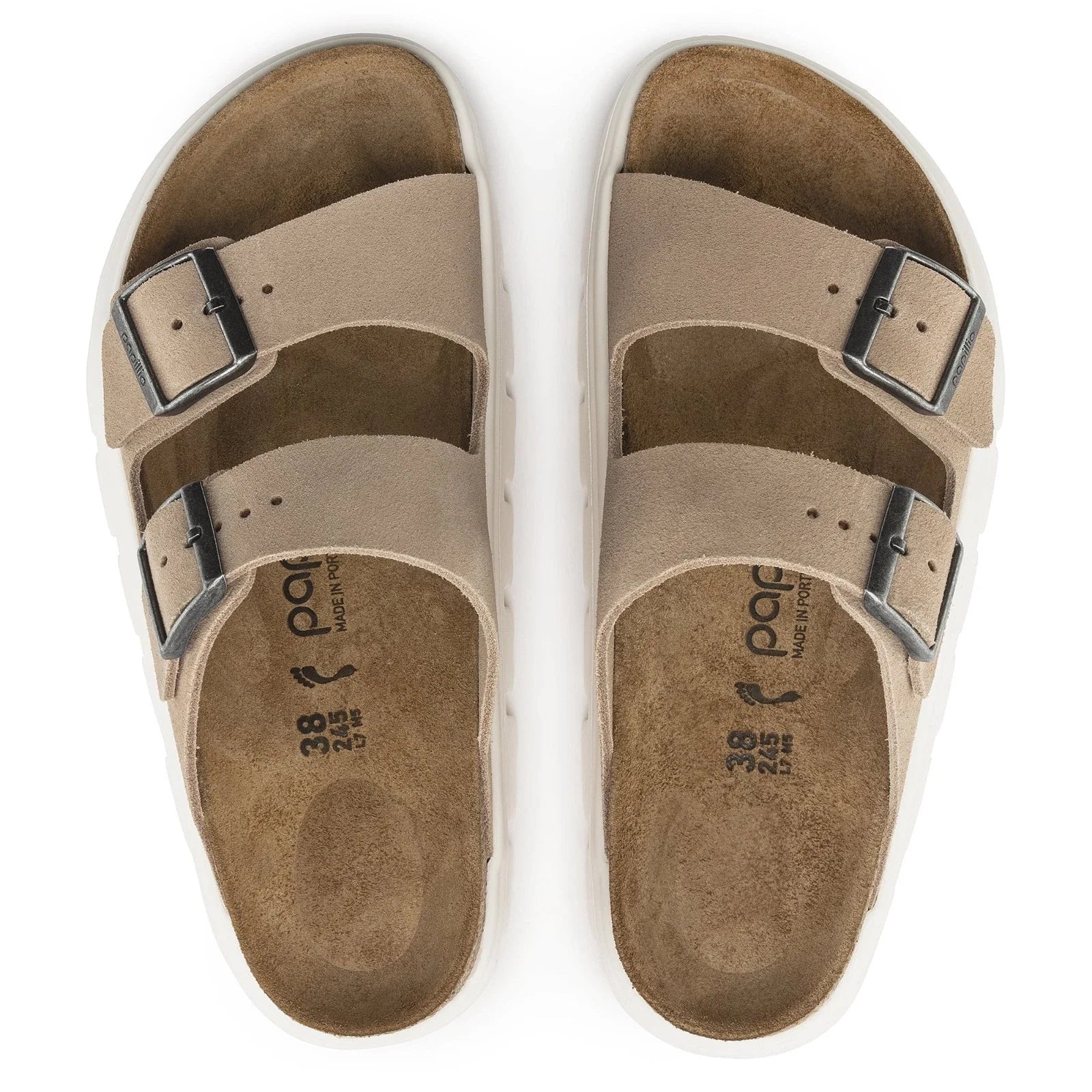 Women's Birkenstock Arizona Pap Chunky Sandals Sand Suede Slip-On VER970