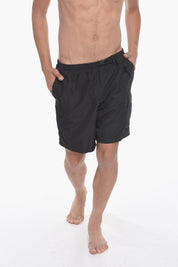 SWIM Solid-Color Boxer Swim Shorts With Belt
