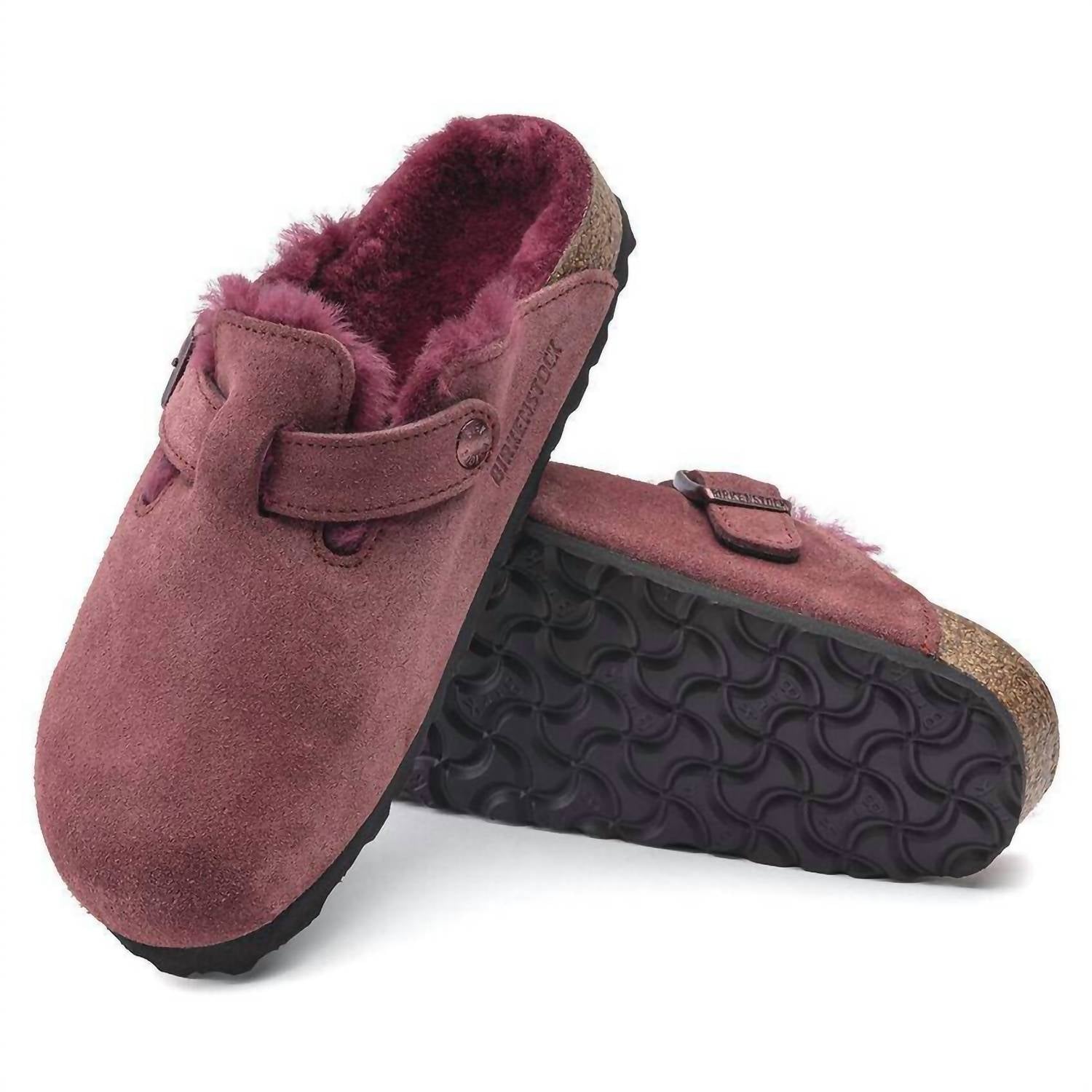 Unisex Boston Shearling Clog In Maroon