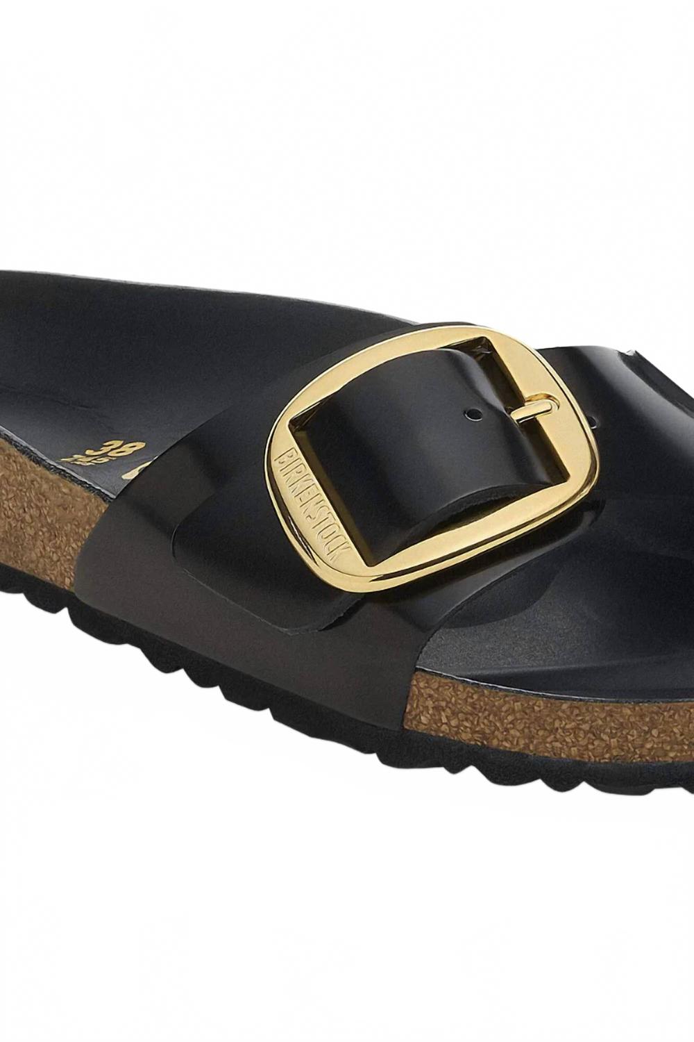 Women's Madrid Big Buckle Sandals In High Shine Black