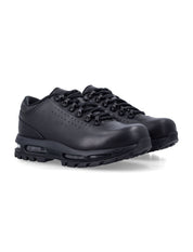 Black Leather Low-Top Sneakers With Visible Air Max Cushioning
