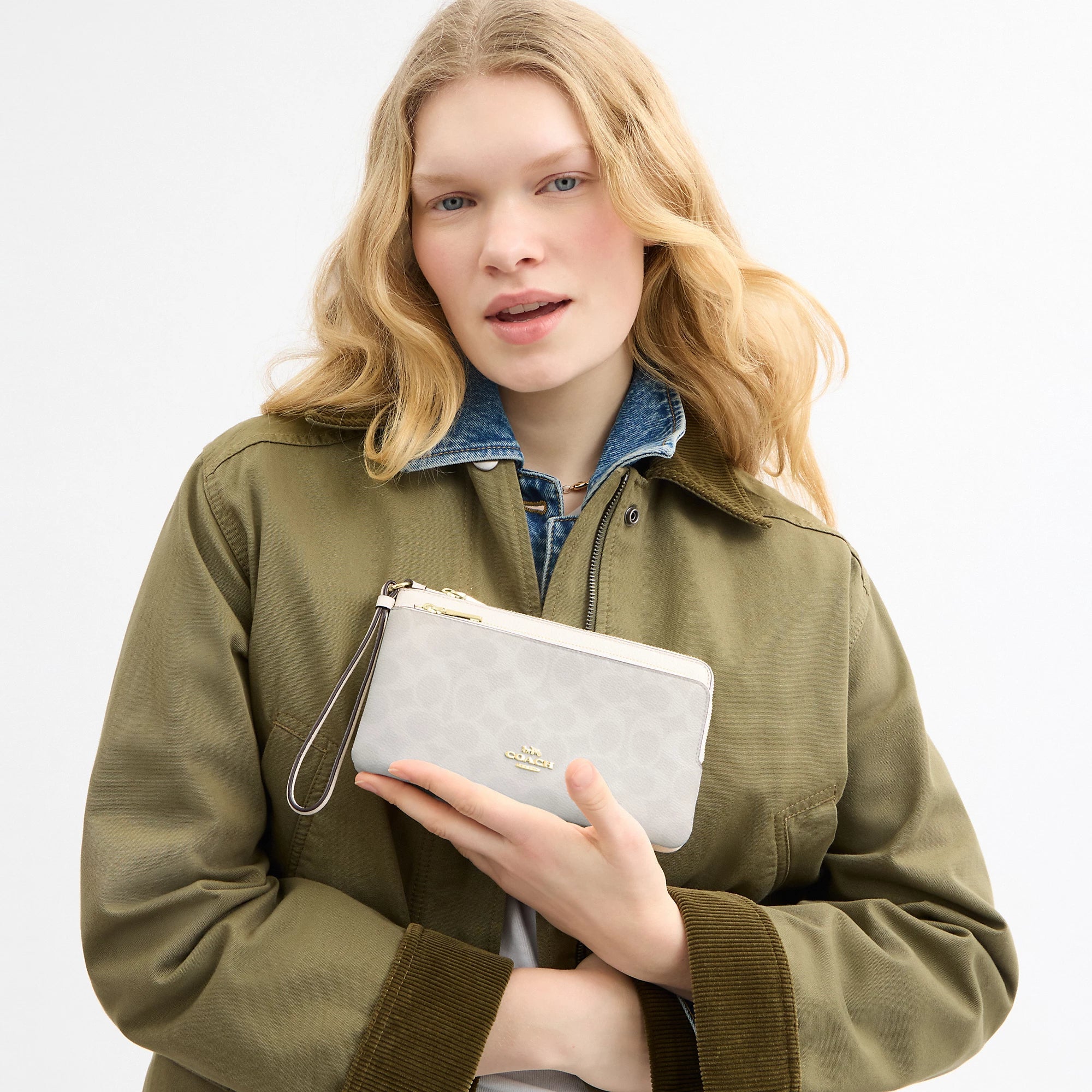 Coach Outlet Double Zip Wallet In Signature Canvas