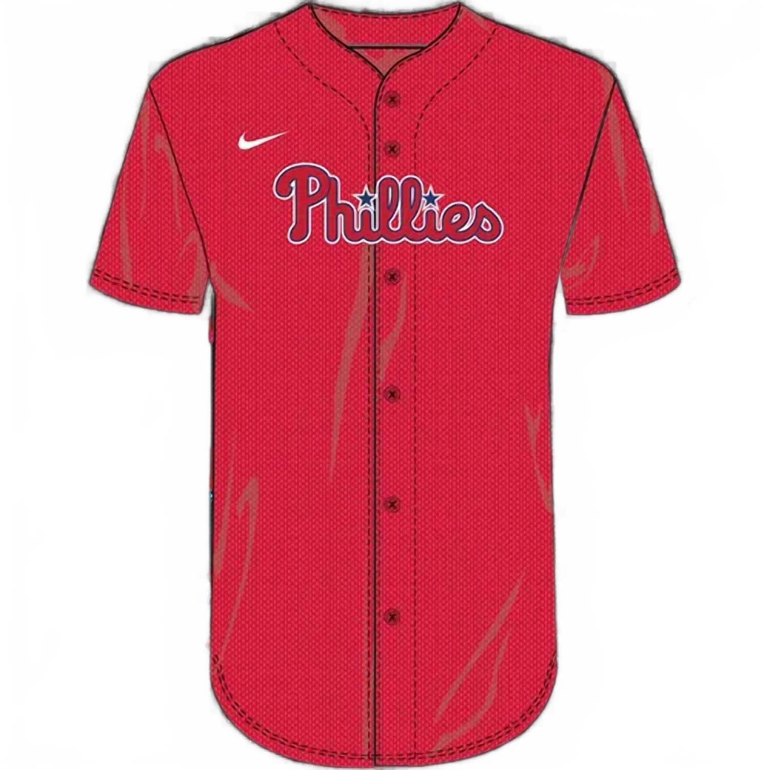 Nike Mlb Dri-Fit Full Button Jersey Philadelphia Phillies In Red