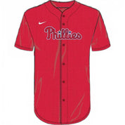 Nike Mlb Dri-Fit Full Button Jersey Philadelphia Phillies In Red
