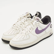 Nike White/purple Leather Air Force 1 Low Hoops White Canyon Purple Sneakers