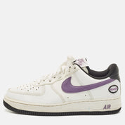 Nike White/purple Leather Air Force 1 Low Hoops White Canyon Purple Sneakers