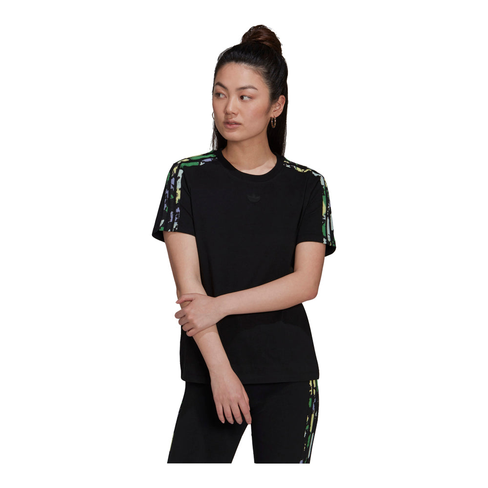 adidas Women's Floral 3-Stripes T-Shirt