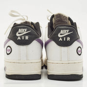Nike White/purple Leather Air Force 1 Low Hoops White Canyon Purple Sneakers