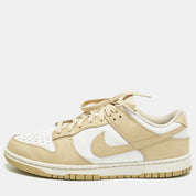 Nike Beige/white Leather Dunk Low Team Gold Sneakers
