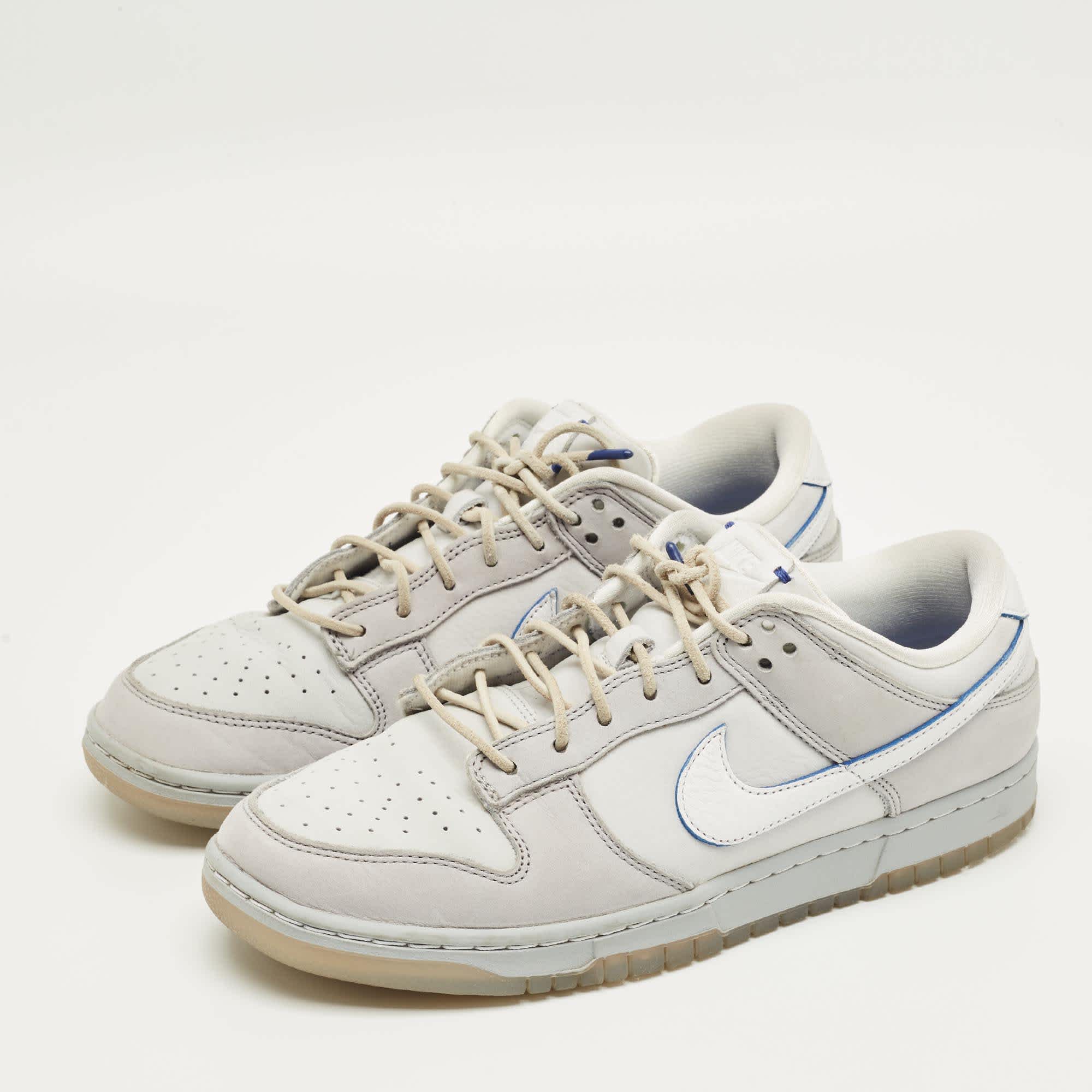 Nike Grey Nubuck Leather Dunk Low Wolf Grey Pure Platinum Sneakers