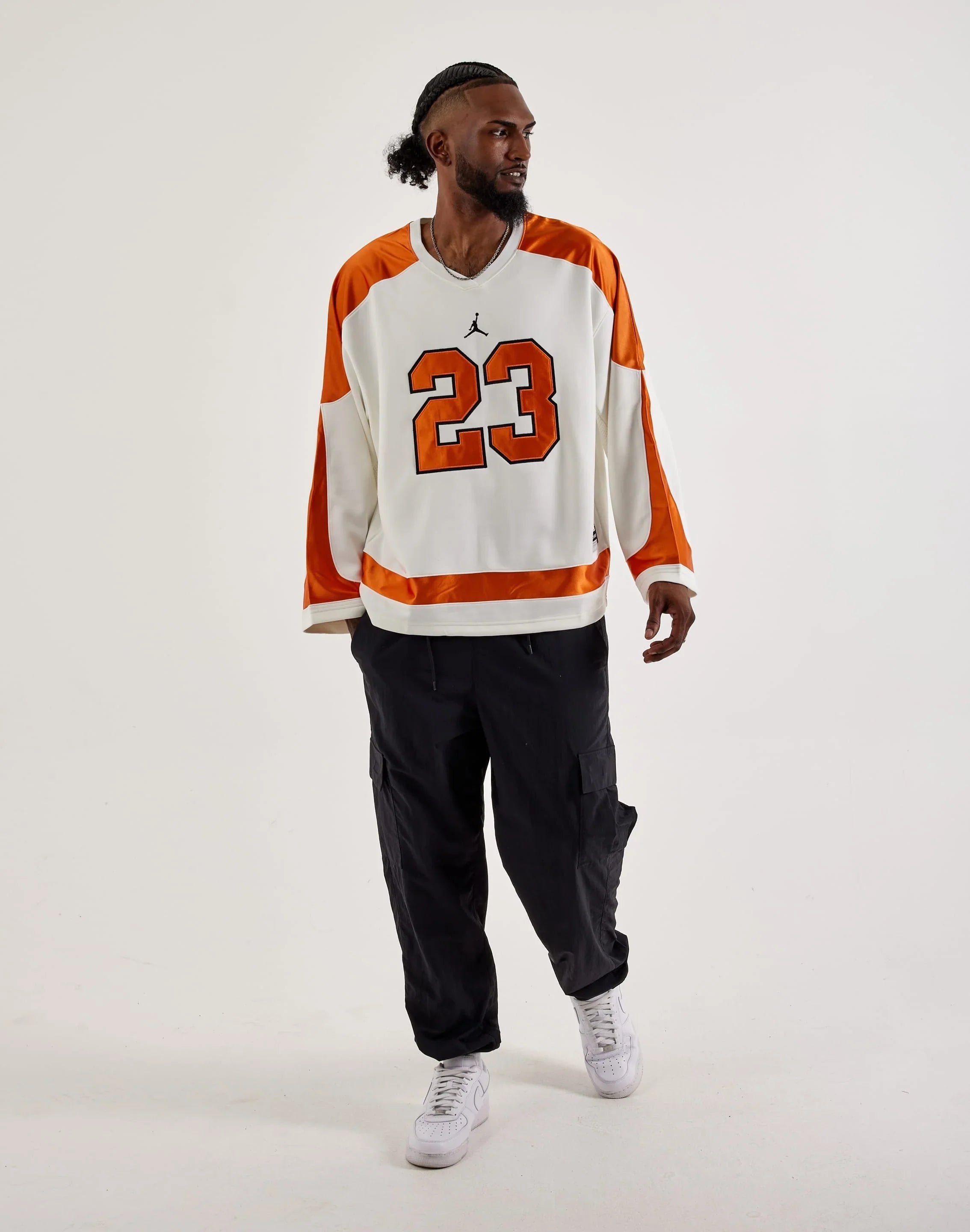 Men's Jordan Brooklyn University Hockey Jersey - Sail/Starfish/Black