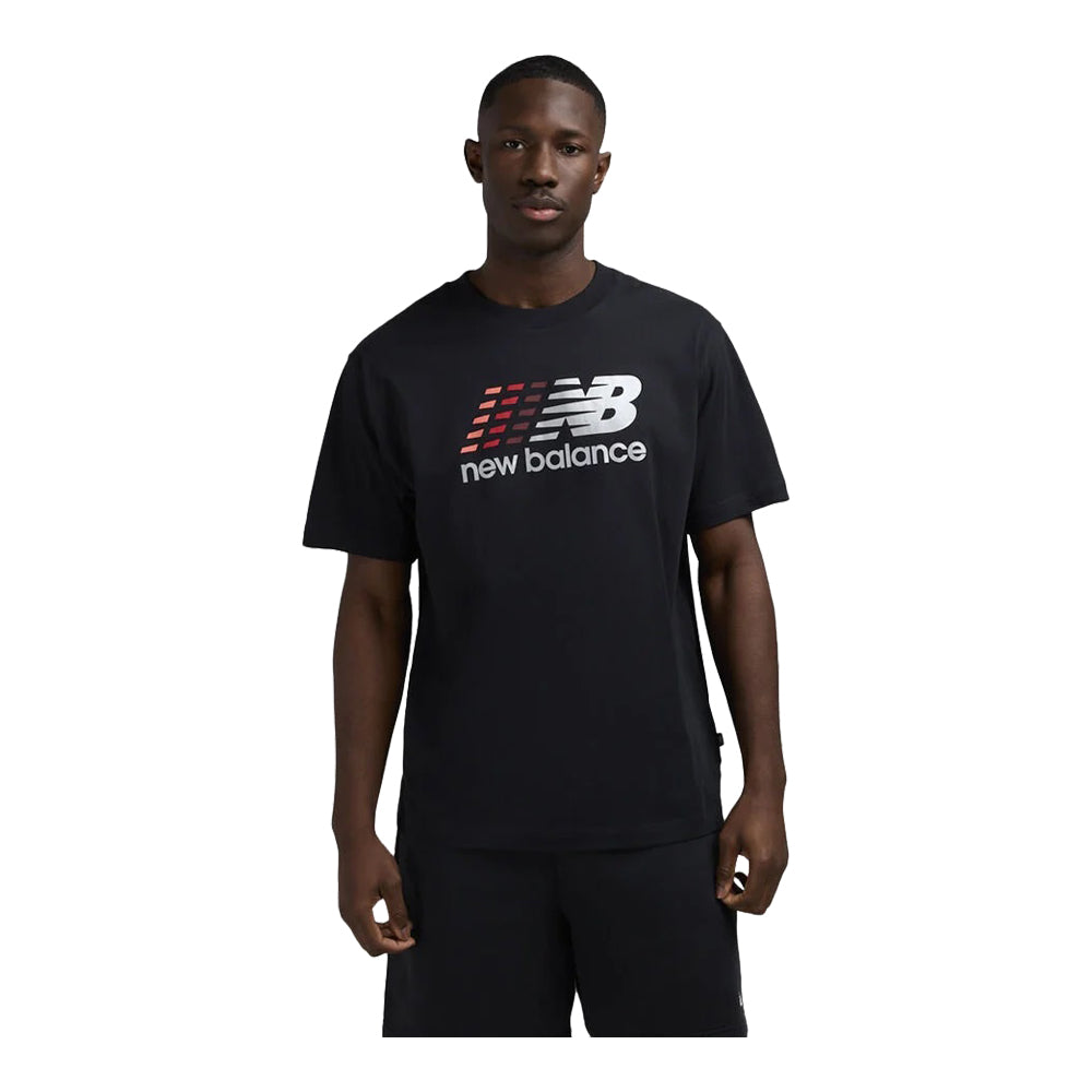 New Balance Men's Center Multi-Color Logo T-Shirt - Black