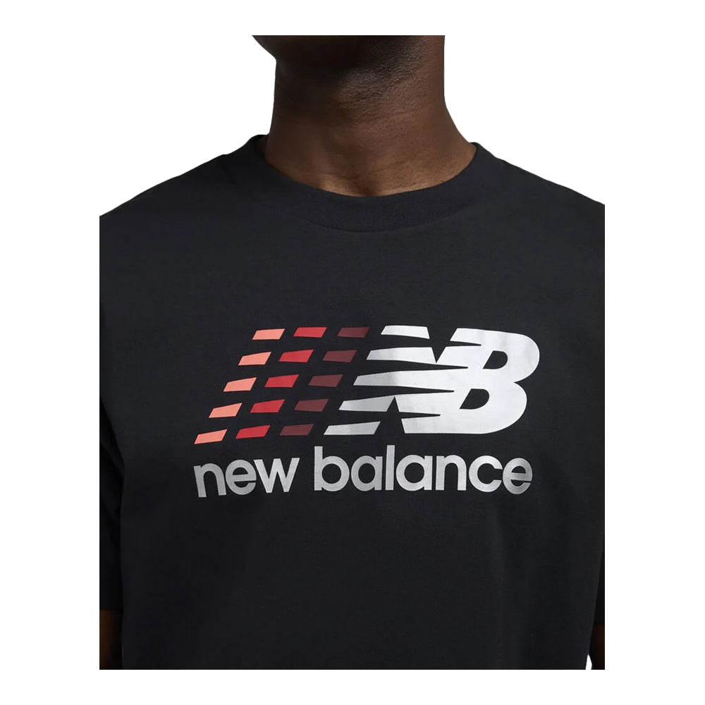 New Balance Men's Center Multi-Color Logo T-Shirt - Black