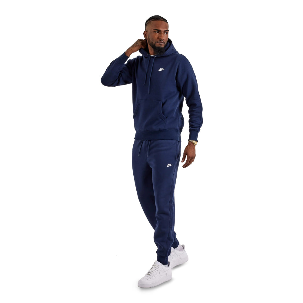 Men's Nike Club Pullover Fleece Hoodie - Obsidian/Obsidian/White