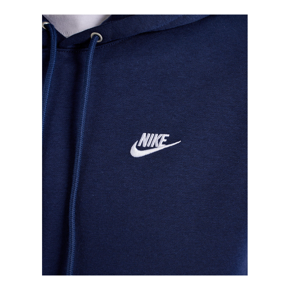 Men's Nike Club Pullover Fleece Hoodie - Obsidian/Obsidian/White
