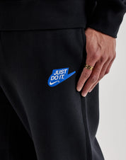 Men's Nike Sportswear Club Fleece Open-Hem Pants - Black White Blue