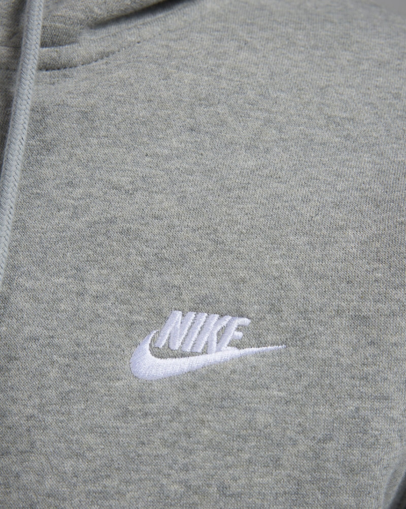 Men's Nike Club Full-Zip Fleece Hoodie -Dark Grey Heather/Light Smoke Grey/White
