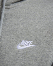 Men's Nike Club Full-Zip Fleece Hoodie -Dark Grey Heather/Light Smoke Grey/White