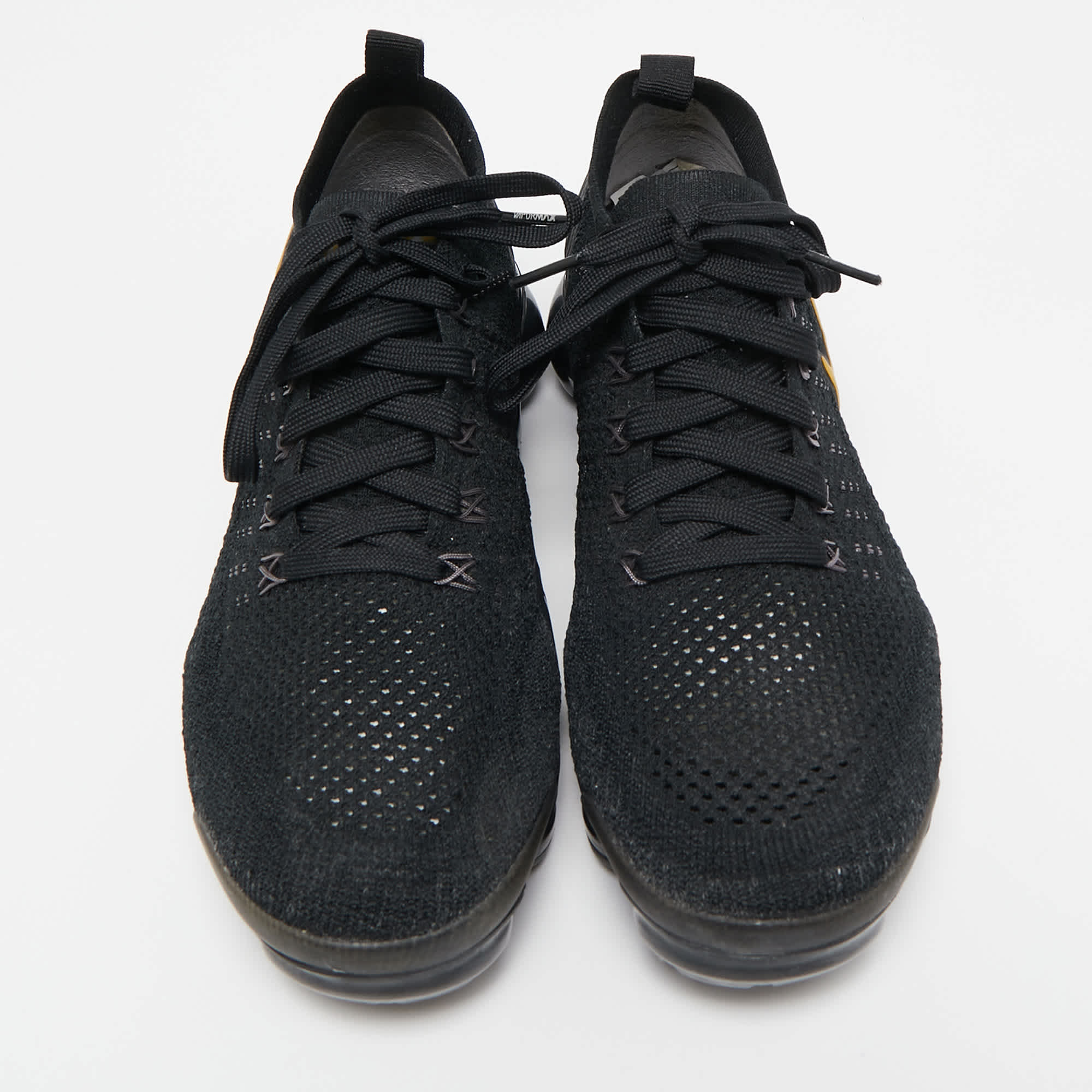 Nike Black Knit Fabric Vapormax Lace Up Sneakers