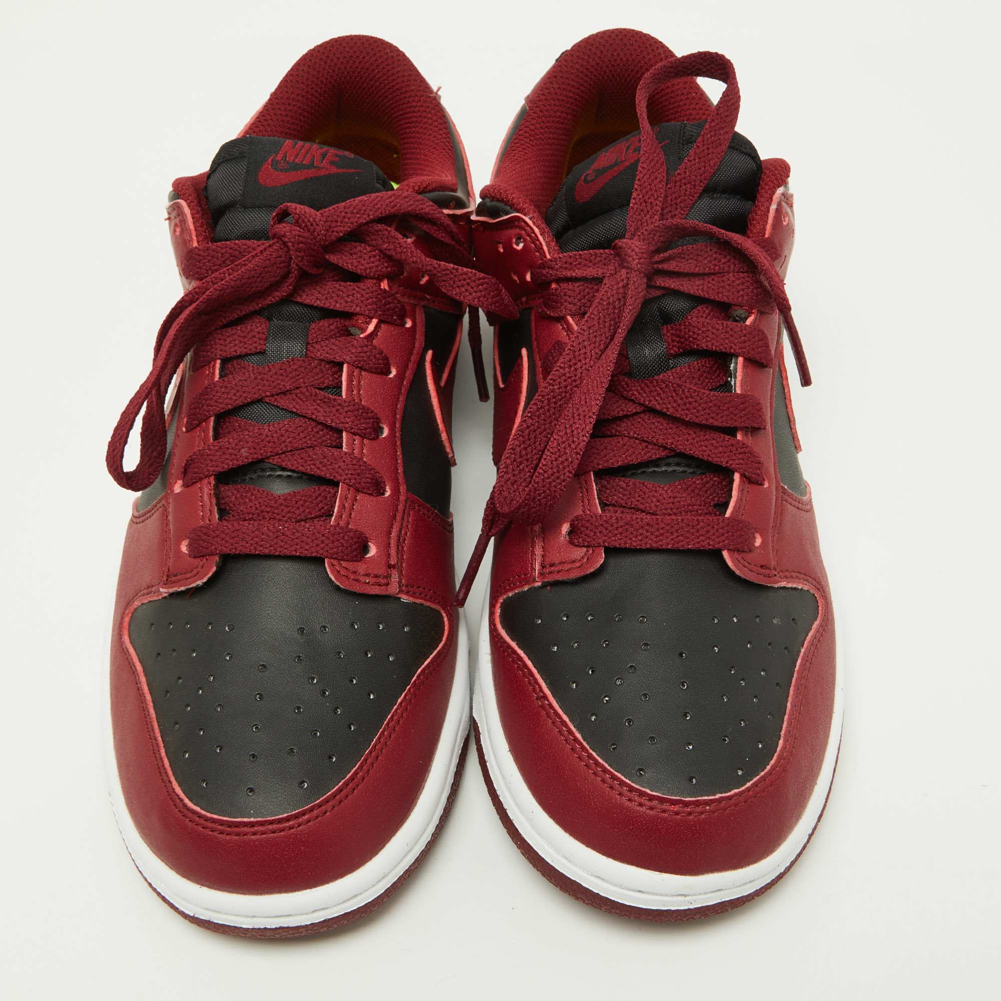 Nike Red/black Leather Dunk Low Top "team Red" Sneakers