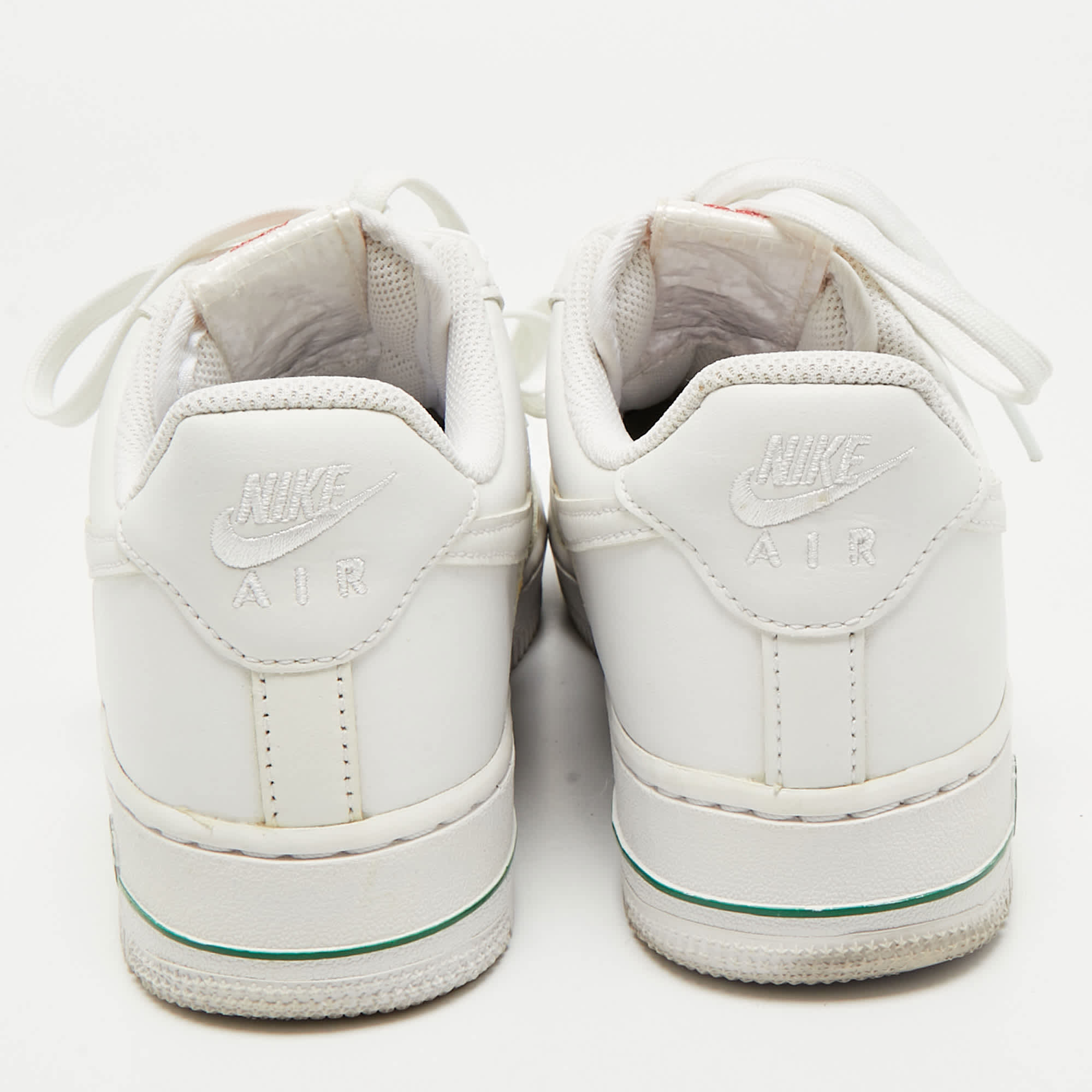 Nike White Leather Dunk Low Lace Up Sneakers