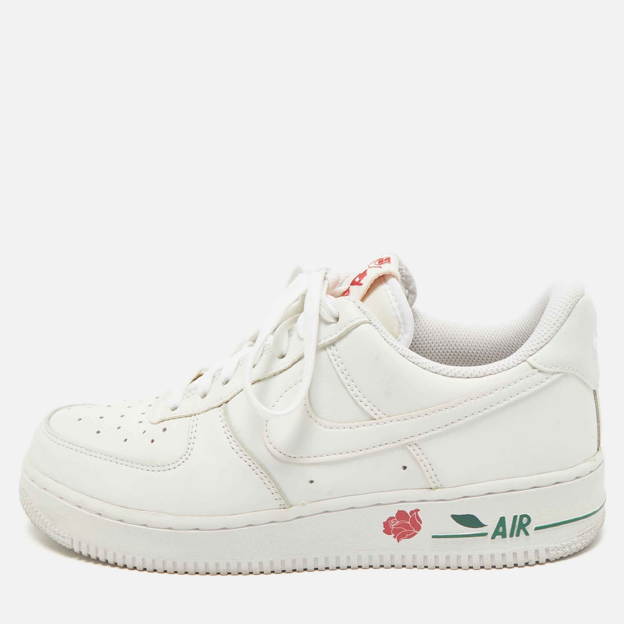 Nike White Leather Dunk Low Lace Up Sneakers